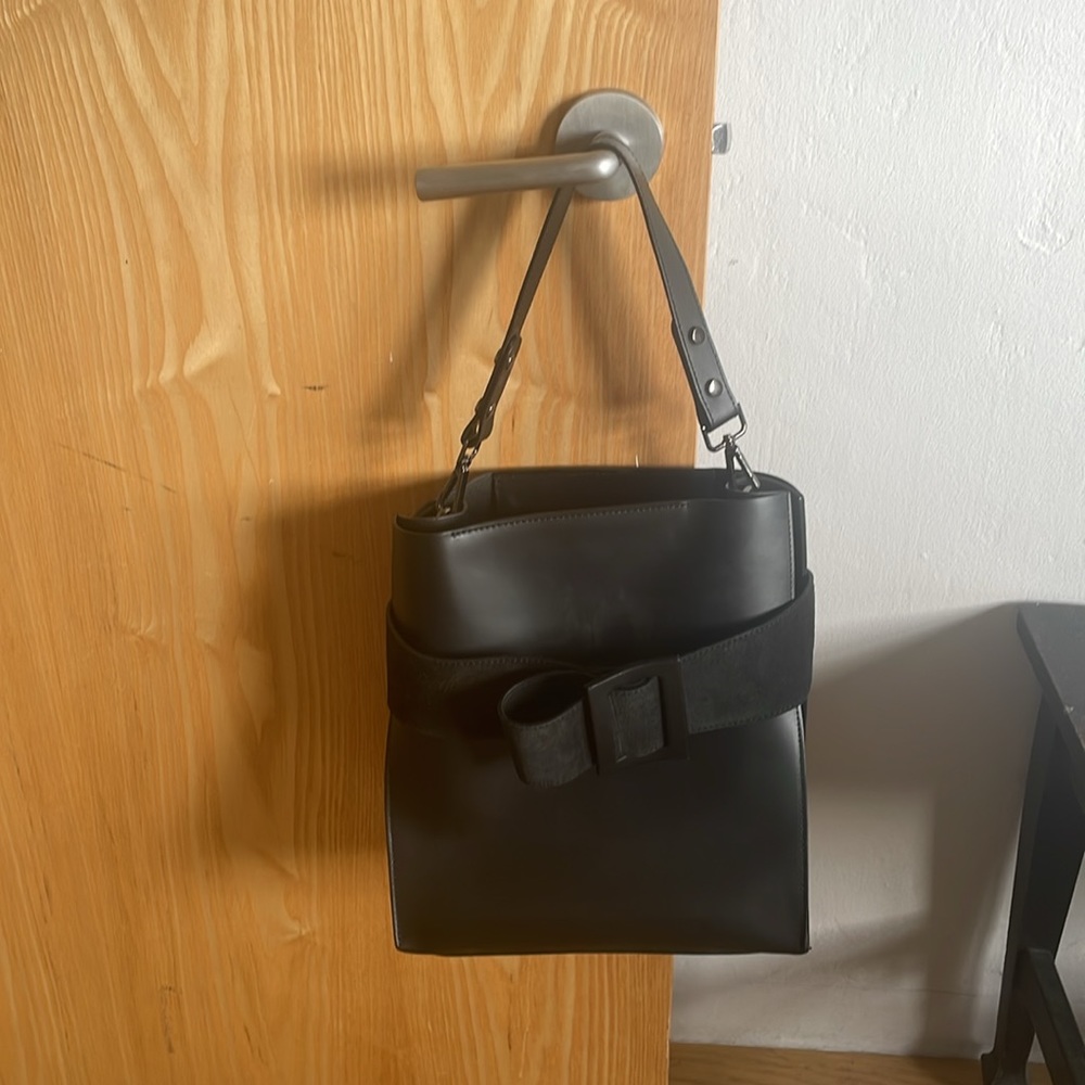 Black leather hand bag from Croatia